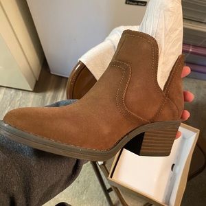 Brown leather booties